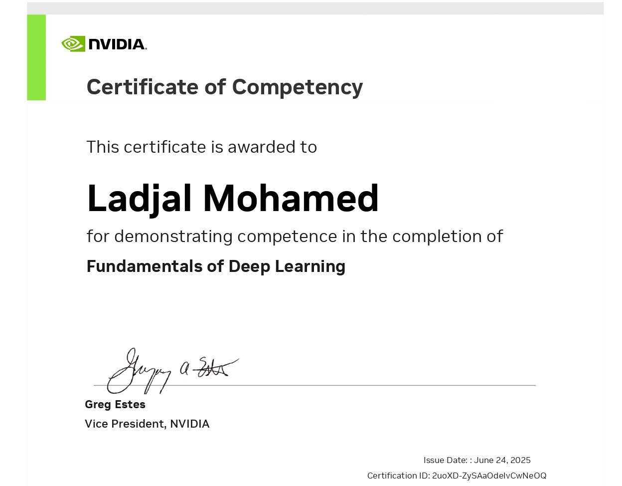 NVIDIA Deep Learning Fundamentals Certificate